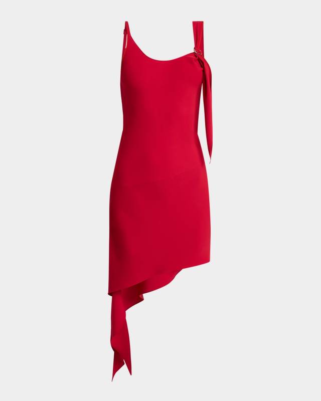 Scoop-Neck Asymmetric Crepe Jersey Mini Dress